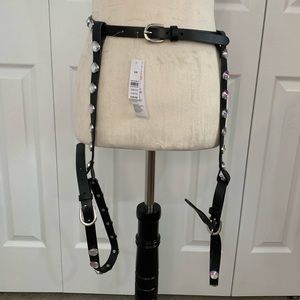 NWT SzS/M TopShop black and rhinestone belt with thigh harness